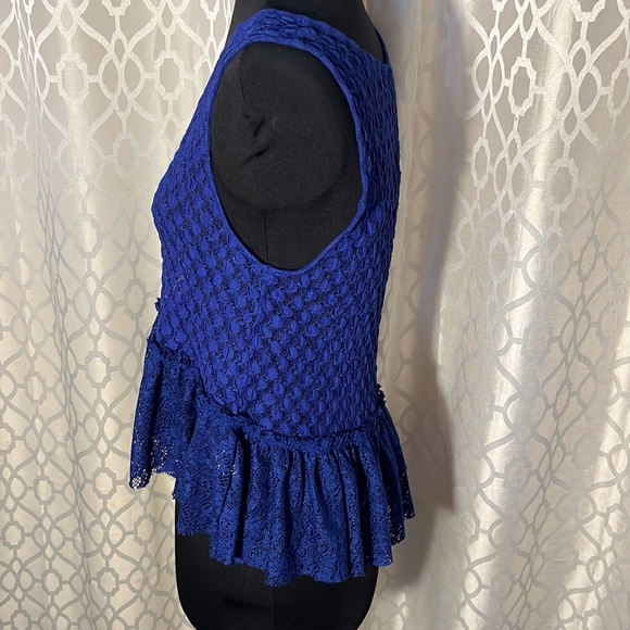 Blue women’s top from Joe Boxer Size XL. Button back/see through top. - Picture 3 of 10